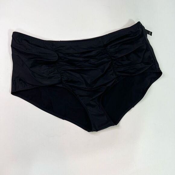 Torrid Swimsuit Womens 5x Black High Waisted Ruched Swim Bikini Bottoms NWT - Picture 1 of 9